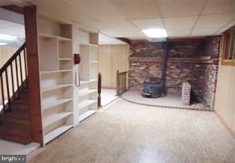 Fireplace, Interior, Recessed Lighting, Stone Walls