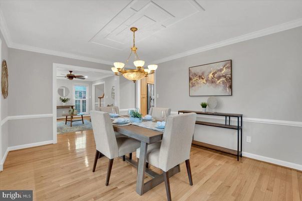 Chandelier, Dining room, Interior, Wood Texture Flooring