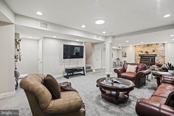 Fireplace, Interior, Living room, Recessed Lighting, Stone Walls