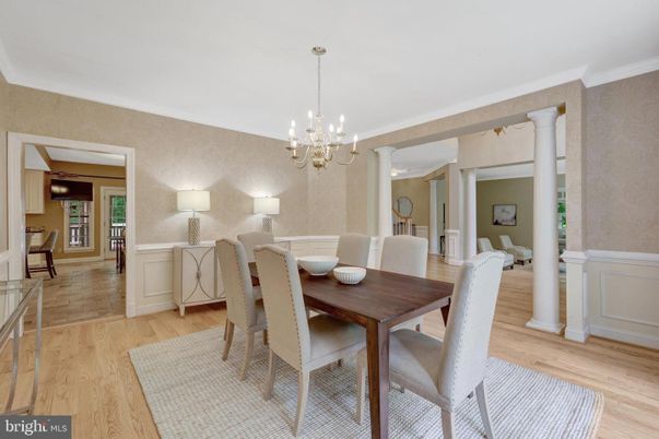 Chandelier, Dining room, Interior, Wood Texture Flooring