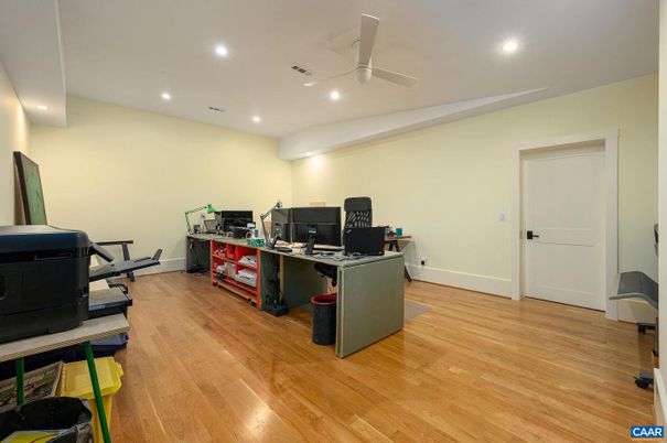 Home Office, Interior, Recessed Lighting, Wood Texture Flooring