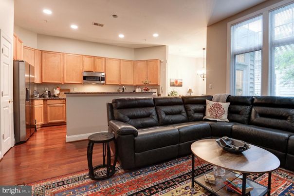 Interior, Kitchen, Living room, Pendant Lights, Recessed Lighting, Stainless Steel Appliances, Wood Texture Flooring