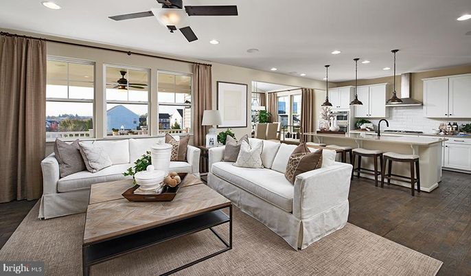 Interior, Kitchen, Living room, Pendant Lights, Recessed Lighting, Wood Texture Flooring