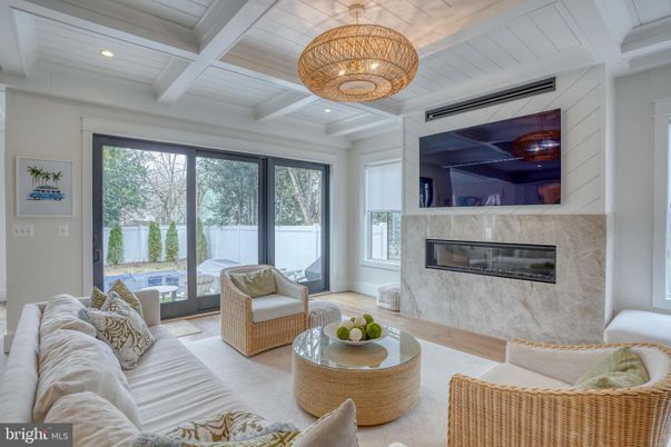 Chandelier, Fireplace, Interior, Living room, Recessed Lighting, Wood Texture Flooring