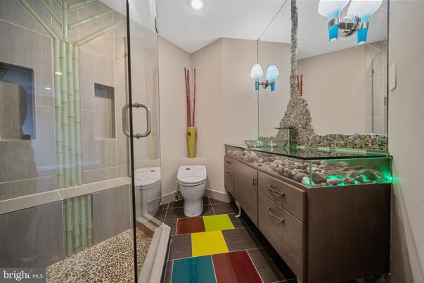 Bathroom, Glass Shower, Interior, Recessed Lighting