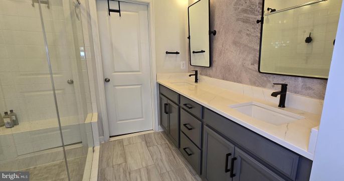 Bathroom, Dual Sink Vanities, Glass Shower, Interior