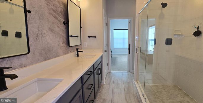 Bathroom, Dual Sink Vanities, Glass Shower, Interior