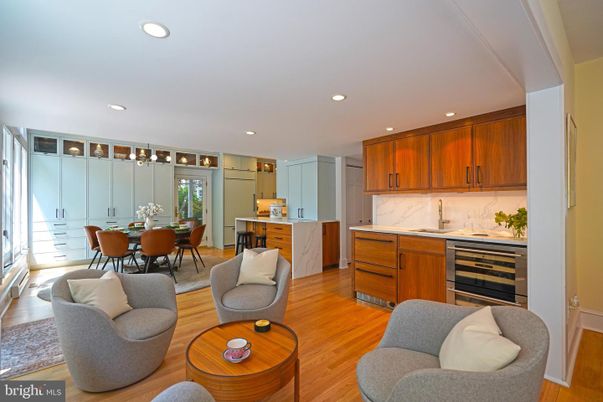 Dining room, Interior, Kitchen, Living room, Recessed Lighting, Wood Texture Flooring