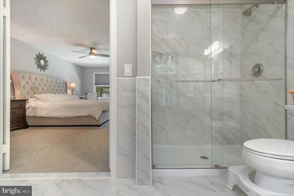 Bathroom, Bedroom, Glass Shower, Interior, Marble, Marble Walls