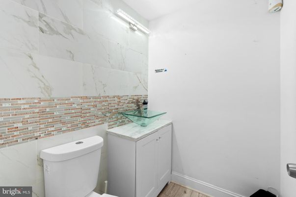 Bathroom, Interior, Marble Walls, Wood Texture Flooring