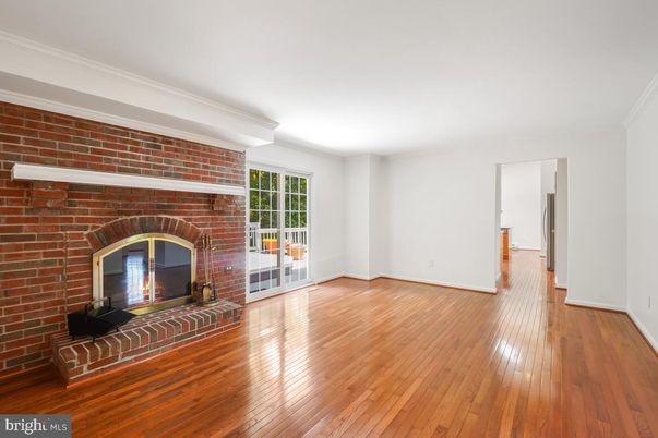 Empty room, Fireplace, Interior, Stone Walls, Wood Texture Flooring