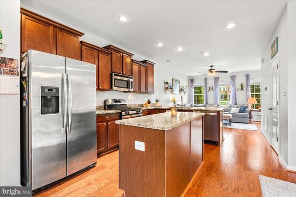 Interior, Kitchen, Living room, Recessed Lighting, Stainless Steel Appliances, Wood Texture Flooring