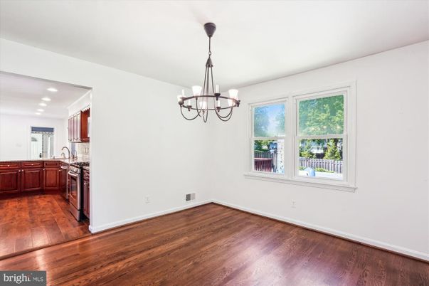 Chandelier, Empty room, Interior, Kitchen, Recessed Lighting, Wood Texture Flooring