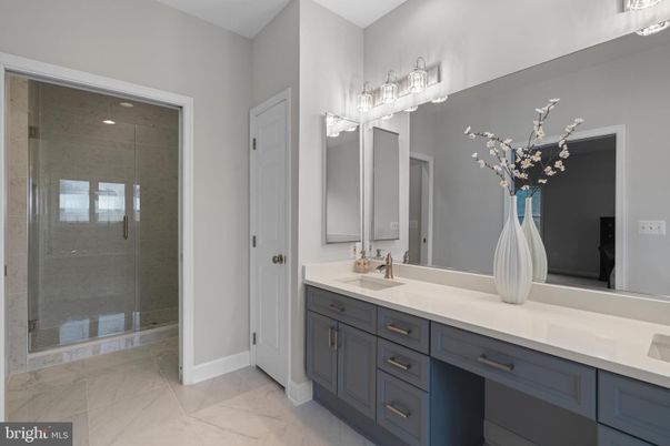 Bathroom, Dual Sink Vanities, Glass Shower, Interior, Marble