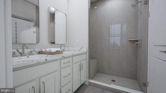 Bathroom, Dual Sink Vanities, Glass Shower, Interior