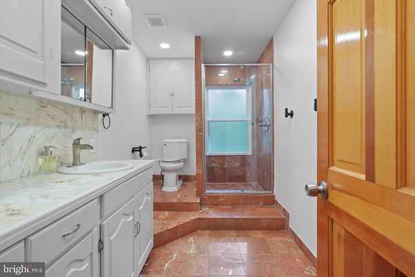 Bathroom, Glass Shower, Interior, Recessed Lighting