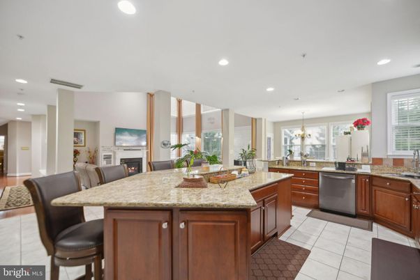 Dining room, Fireplace, Interior, Kitchen, Recessed Lighting, Stainless Steel Appliances