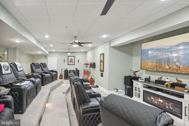 Home Theatre Room, Fireplace, Interior, Recessed Lighting, Theatre Room
