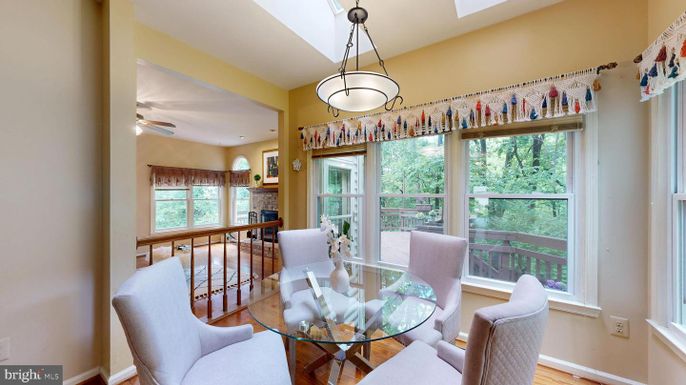 Dining room, Interior, Pendant Lights, Recessed Lighting, Wood Texture Flooring