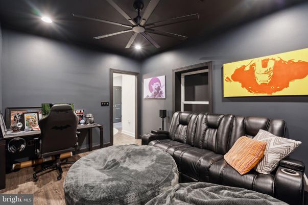 Home Theatre Room, Interior, Recessed Lighting, Theatre Room, Wood Texture Flooring