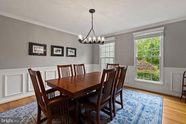 Chandelier, Dining room, Interior, Wood Texture Flooring