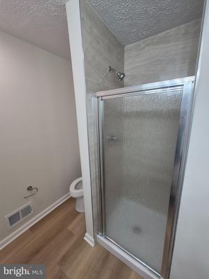 Bathroom, Glass Shower, Interior, Wood Texture Flooring
