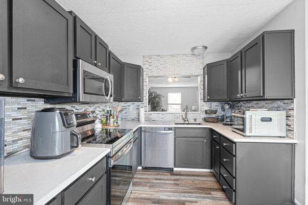 Interior, Kitchen, Stainless Steel Appliances, Wood Texture Flooring