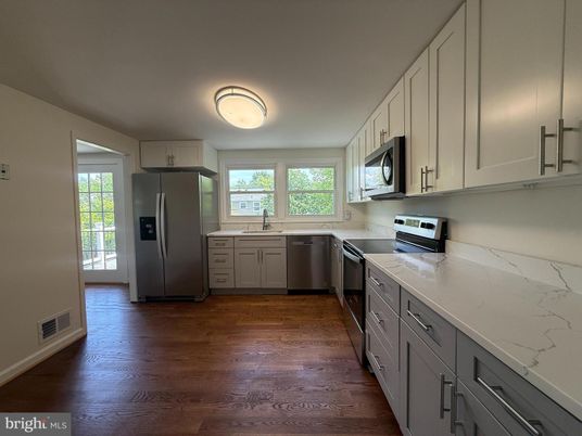 Interior, Kitchen, Stainless Steel Appliances, Wood Texture Flooring