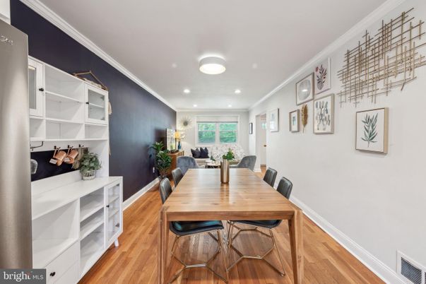 Dining room, Interior, Recessed Lighting, Wood Texture Flooring