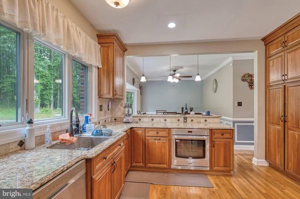 Interior, Kitchen, Pendant Lights, Recessed Lighting, Wood Texture Flooring