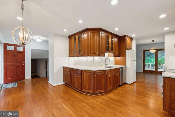 Chandelier, Interior, Kitchen, Pendant Lights, Recessed Lighting, Wood Texture Flooring
