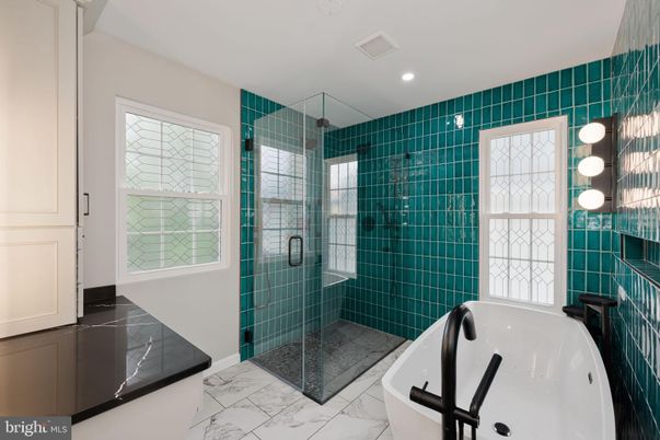 Bathroom, Glass Shower, Interior, Marble, Recessed Lighting