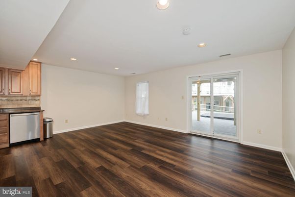 Empty room, Interior, Kitchen, Recessed Lighting, Wood Texture Flooring