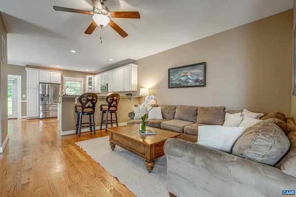 Interior, Kitchen, Living room, Recessed Lighting, Stainless Steel Appliances, Wood Texture Flooring