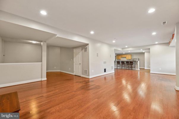 Dining room, Empty room, Interior, Recessed Lighting, Wood Texture Flooring