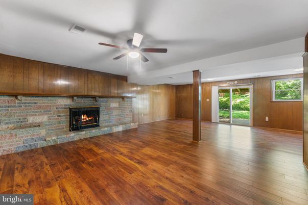 Empty room, Fireplace, Interior, Stone Walls, Wood Texture Flooring, Wooden Walls