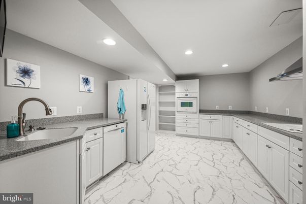 Interior, Kitchen, Marble, Recessed Lighting, Stainless Steel Appliances