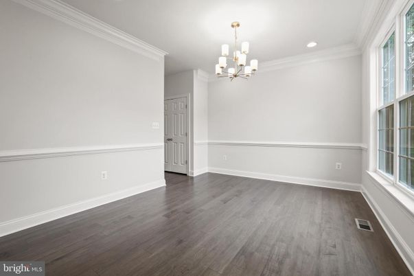 Chandelier, Empty room, Interior, Recessed Lighting, Wood Texture Flooring
