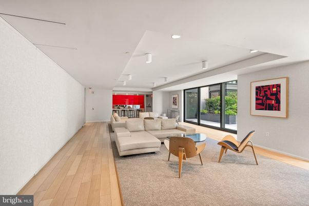Dining room, Interior, Living room, Recessed Lighting, Wood Texture Flooring