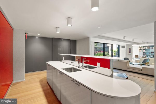 Interior, Kitchen, Living room, Recessed Lighting, Wood Texture Flooring
