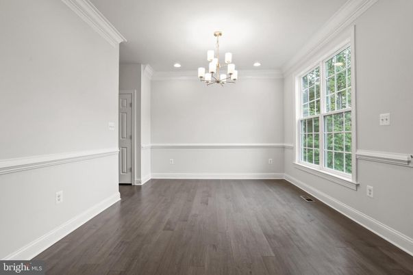 Chandelier, Empty room, Interior, Recessed Lighting, Wood Texture Flooring