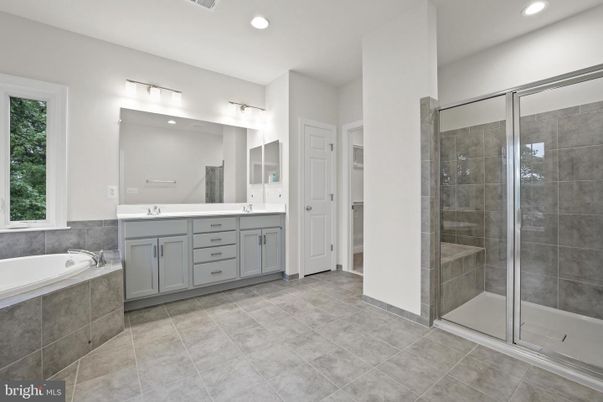 Bathroom, Dual Sink Vanities, Glass Shower, Interior, Recessed Lighting