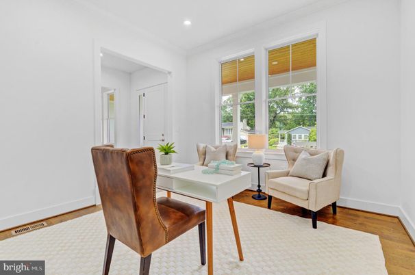 Dining room, Interior, Living room, Recessed Lighting, Wood Texture Flooring
