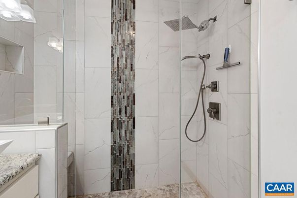 Bathroom, Glass Shower, Interior, Marble Walls