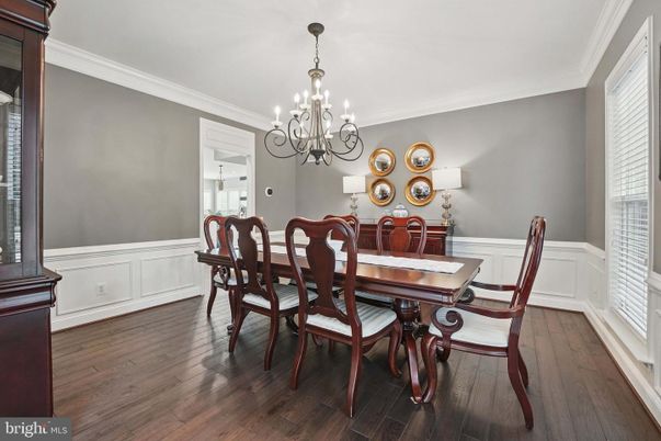 Chandelier, Dining room, Interior, Wood Texture Flooring