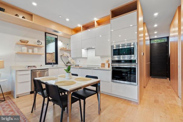 Dining room, Interior, Kitchen, Recessed Lighting, Stainless Steel Appliances, Wood Texture Flooring
