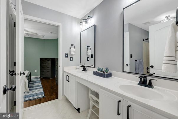 Bathroom, Dual Sink Vanities, Interior, Wood Texture Flooring
