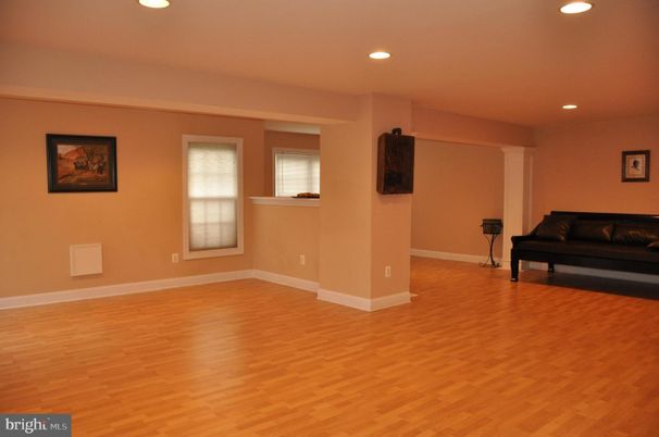 Empty room, Fireplace, Interior, Recessed Lighting, Wood Texture Flooring