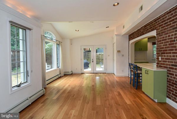Empty room, Interior, Kitchen, Recessed Lighting, Stone Walls, Wood Texture Flooring