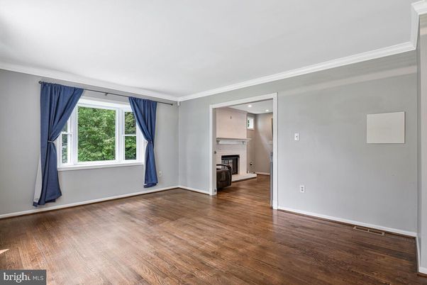 Empty room, Fireplace, Interior, Recessed Lighting, Wood Texture Flooring